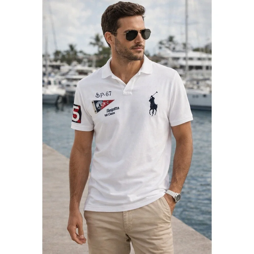 Polo Ralph‎ Lauren P-67 Regatta White Cotton Yacht Club Polo Shirt Men's XL
